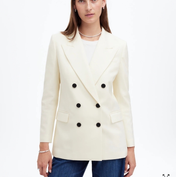 Madewell Women's Tuxedo Blazer NWT Sz 14 NT118 Winter White